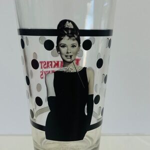 Vandor Breakfast at Tiffanys Audrey Hepburn 16oz Clear Polka Dot Glass Pint